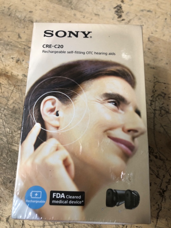 Photo 1 of **BRAND NEW, FACTORY SEALED**
Sony CRE-C20 Self-Fitting OTC Hearing Aids for Mild to Moderate Hearing Loss, Prescription-Grade Sound Quality, Compact Virtually Invisible Design, Customizable App, and Rechargeable Battery