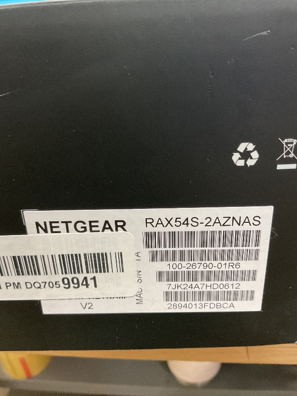 Photo 1 of ***MISSING AN ANTENNA, REPLACEMENTS CAN BE PURCHASED ON AMAZON***
NETGEAR Nighthawk 6-Stream Dual-Band WiFi 6 Router (RAX54S) – Security Features, AX5400 Wireless Speed, Up to 5.4 Gbps, Covers up to 2,500 sq. ft., 25 Devices - 1-Year Armor Subscription In