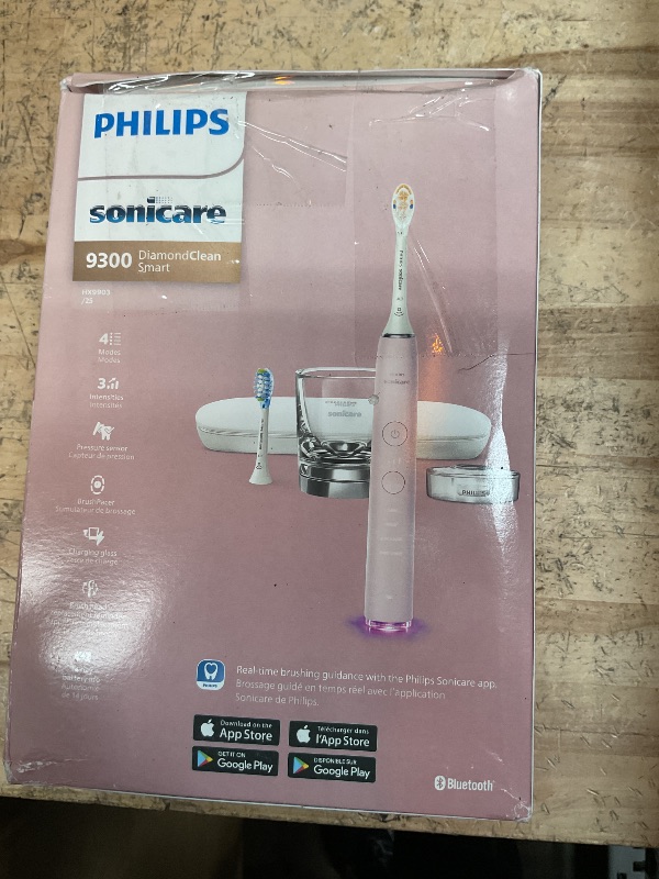 Photo 1 of Philips Sonicare DiamondClean Smart 9300 Electric Toothbrush, Sonic Toothbrush with App, Pressure Sensor, Brush Head Detection, 4 Brushing Modes and 3 Intensity Levels, Pink, Model HX9903/25