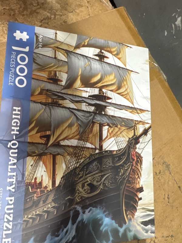 Photo 1 of 1000 Pieces Puzzles for Adults Jigsaw Puzzles Sailboat to Explore The Sea Challenging Puzzle Large Difficult Puzzles Kids DIY Toys Gift for Home Decor