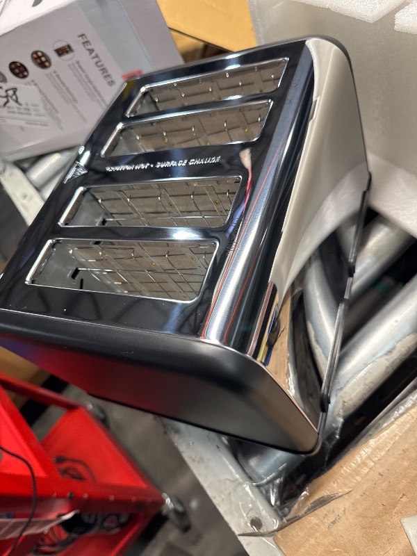 Photo 1 of **Major Damage**only the right side works **
Mecity 4 Slice Toaster with Touch Screen Control, 4 Wide Slots, Stainless Steel Smart Bread Toaster for Bagels, Muffins, Waffles, Dual Control Panel, Timer, Defrost, Reheat, 120V 1650W, Matt Black