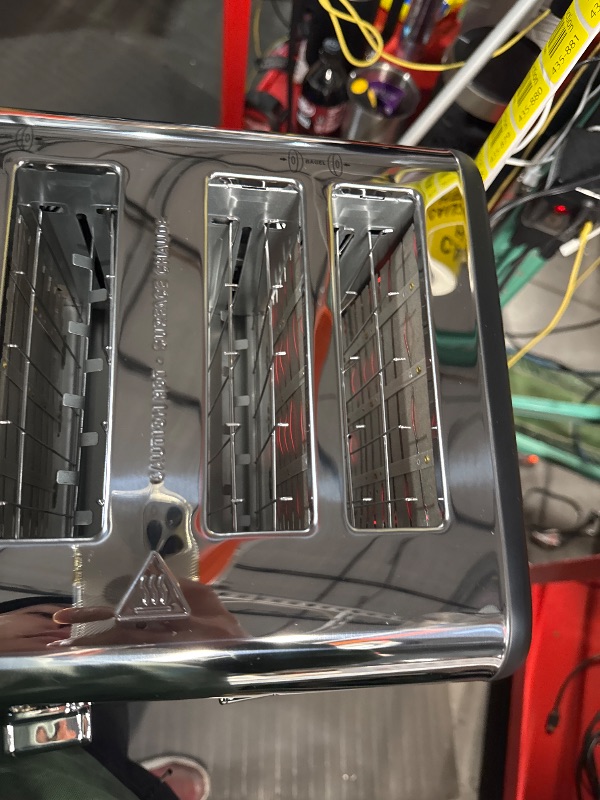 Photo 1 of **Major Damage**only the right side works **
Mecity 4 Slice Toaster with Touch Screen Control, 4 Wide Slots, Stainless Steel Smart Bread Toaster for Bagels, Muffins, Waffles, Dual Control Panel, Timer, Defrost, Reheat, 120V 1650W, Matt Black