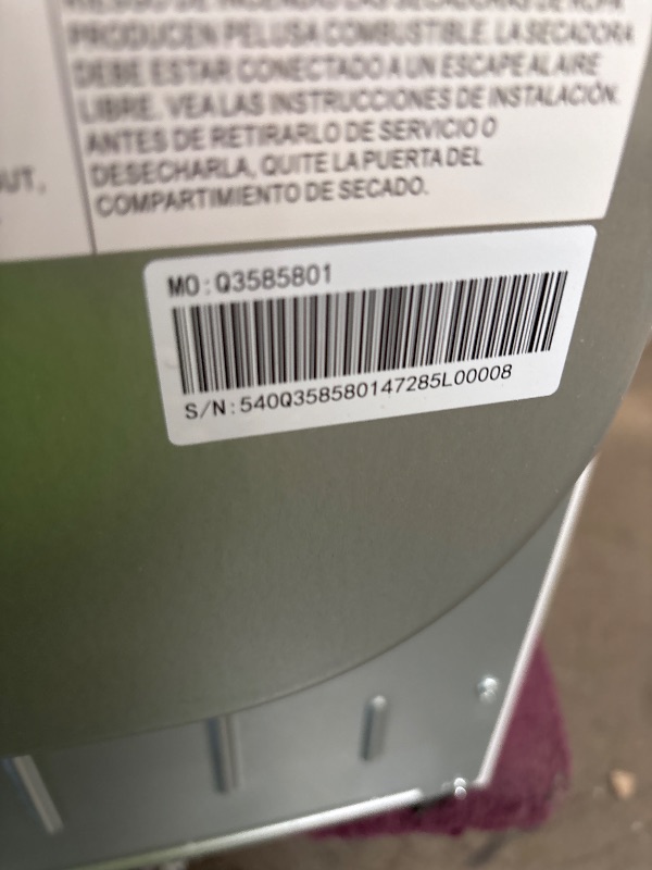 Photo 1 of ***SEE NOTES*** 
Kenmore 2669162 Front Load Wrinkle Guard, Energy Saver, Smart Sensor Drying System, 7.0 cu. ft. Total Capacity, White Electric Dryer