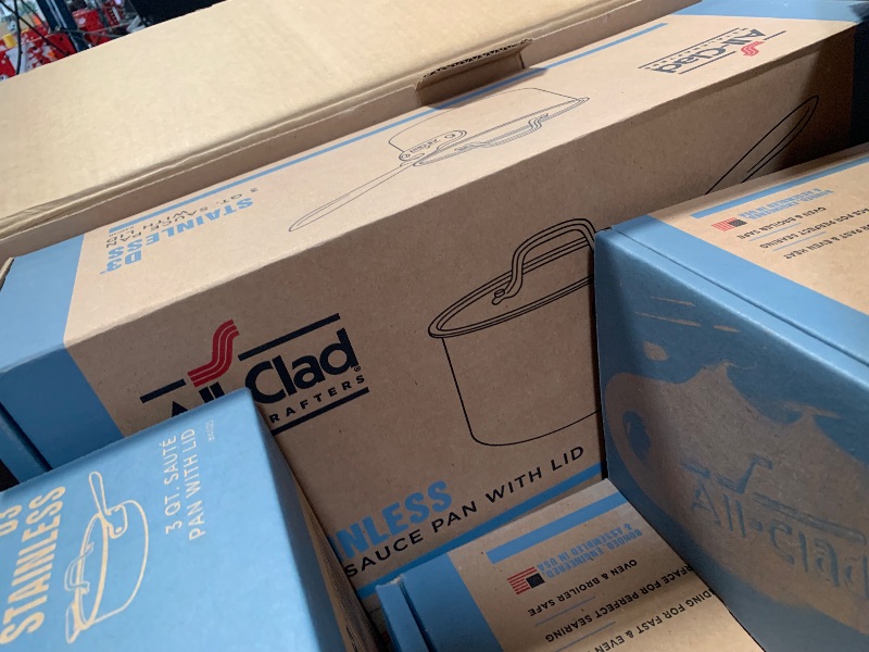 Photo 1 of All-Clad D3 3-Ply Stainless Steel Cookware Set 14 Piece Induction Oven Broiler Safe 600F Pots and Pans Silver