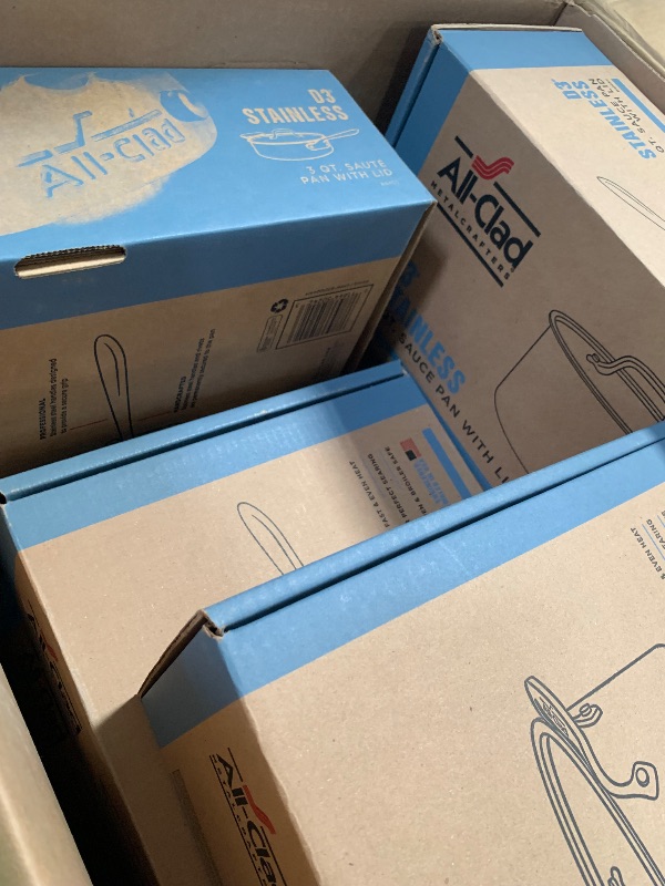 Photo 1 of All-Clad D3 3-Ply Stainless Steel Cookware Set 14 Piece Induction Oven Broiler Safe 600F Pots and Pans Silver