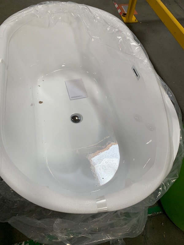Photo 1 of *MINOR CRACK** Adecab 59" Acrylic Freestanding Bathtub, Tap Deck Bathtub, Stand Alone Tub, Soaking Tub with Integrated Overflow and Drain, cUPC Certified