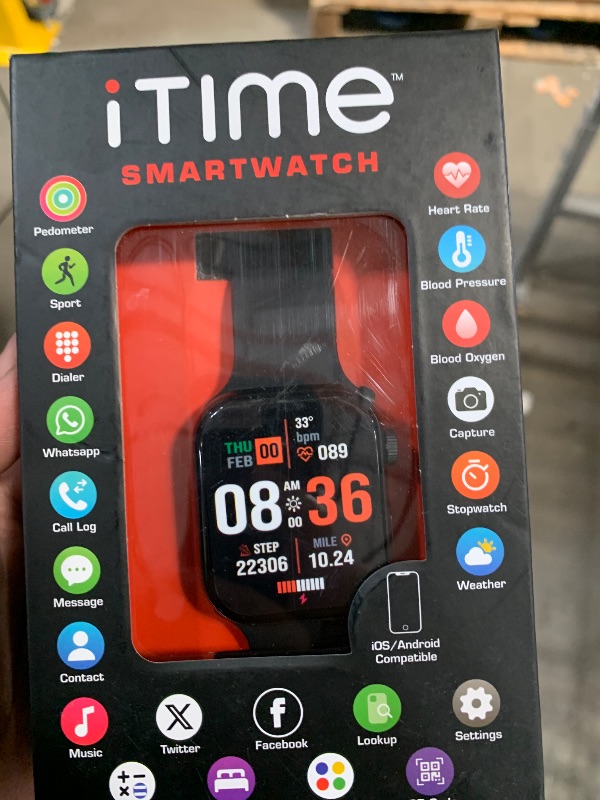 Photo 1 of *MISSING CHARGER* ITime Smart Watch Silicone Band Black Touch Screen Android Open Box
