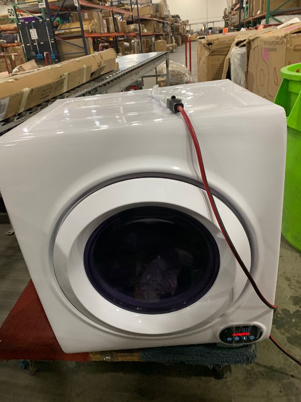 Photo 1 of *MINOR DENTS//POWERS ON* Euhomy Compact Laundry Dryer, 3.5 cu ft Front Load Stainless Steel Clothes Dryers With Exhaust Pipe, 1500W, LCD Control Panel Four-Function Portable Dryer For Apartments, Home, Dorm, White