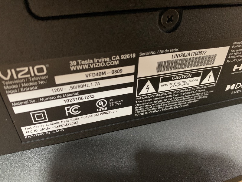 Photo 1 of FINAL SALE!!!/BROKEN//NO REFUNDS/SOLD AS IS* VIZIO 40-inch Full HD 1080p Smart TV with DTS Virtual: X, Alexa Compatibility, Google Cast Built-in, Bluetooth Headphone Capable