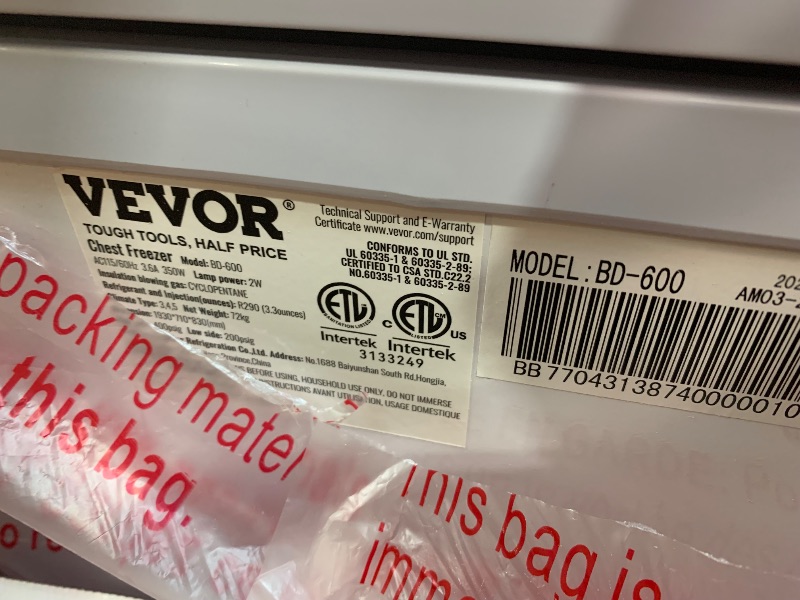 Photo 1 of VEVOR Chest Freezer, 19.8 Cu.ft / 561 L Large Deep Freezer with Split Top Double Locking Lids, Freestanding Commercial Chest Freezer & 4 Removable Baskets, 7-Level Adjustable Temp, LED Light, 6 Wheels