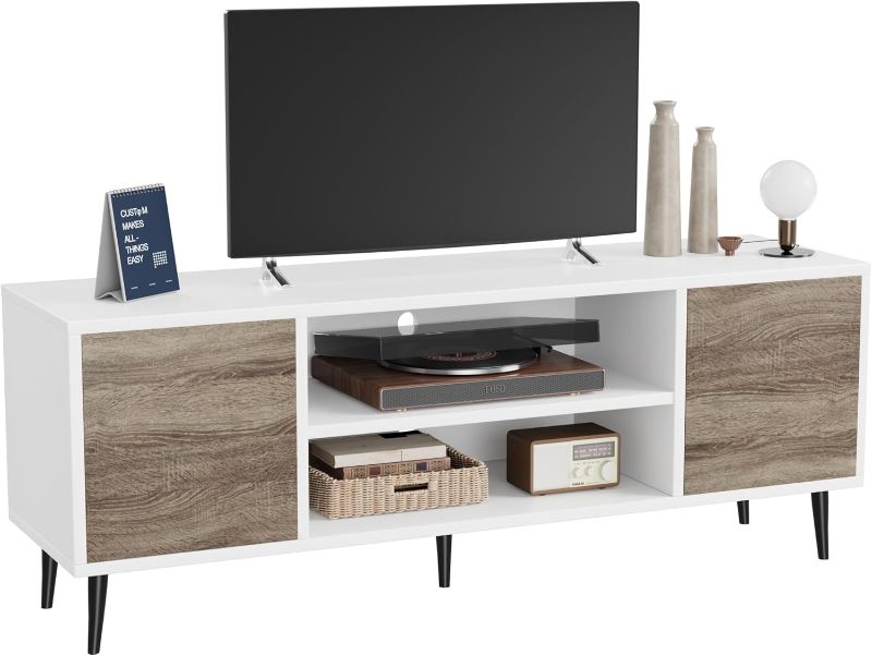 Photo 1 of 58 in. Modern Simplicity TV Stand Scandi White Media Console Fits TV's up to 65 in.


