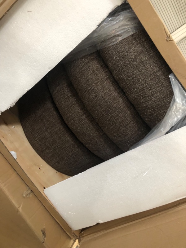 Photo 1 of Meridian Furniture 570Brown Valentina Collection Modern | Contemporary Swivel Accent Chair with Rich Brown Linen Textured Fabric with White Weave, Deep Channel Tufting, 34" W x 31" D x 28" H, Brown