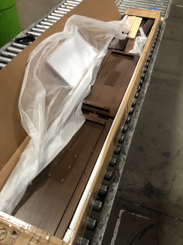 Photo 1 of ** box 3 of 3 only , missing parts **
King Size Wood Platform Bed, Multi-functional Bed Frame with Multi-storage Headboard, Built-in Charging Station and 2 Drawers, Solid Wood Vintage King Bed for Good Sleeping, Antique Wood