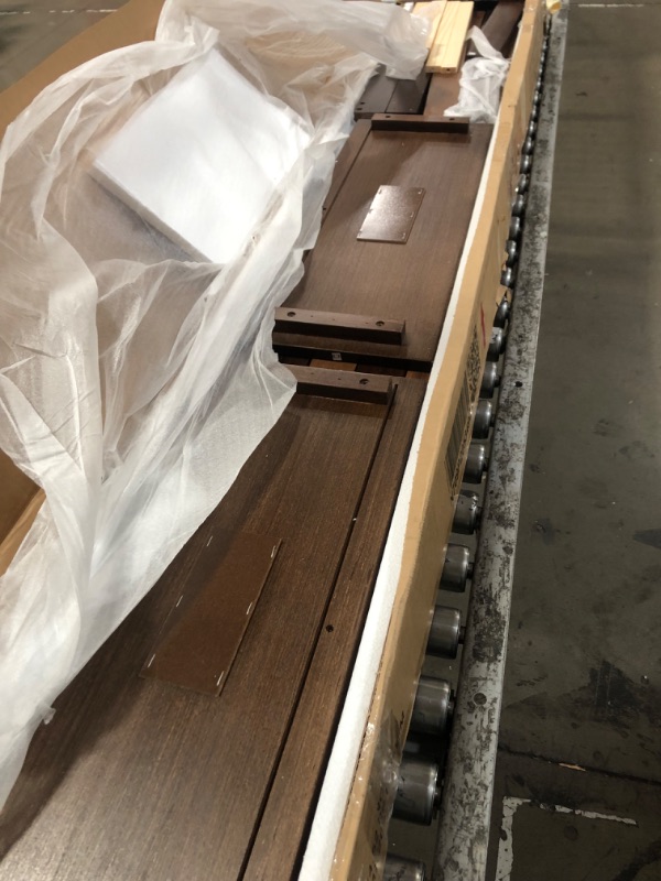 Photo 1 of ** box 3 of 3 only , missing parts **
King Size Wood Platform Bed, Multi-functional Bed Frame with Multi-storage Headboard, Built-in Charging Station and 2 Drawers, Solid Wood Vintage King Bed for Good Sleeping, Antique Wood