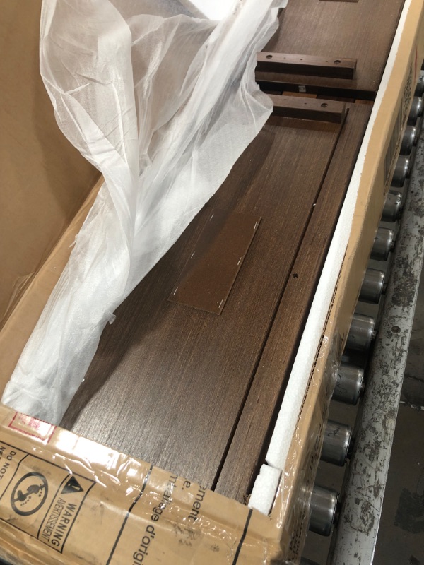 Photo 1 of ** box 3 of 3 only , missing parts **
King Size Wood Platform Bed, Multi-functional Bed Frame with Multi-storage Headboard, Built-in Charging Station and 2 Drawers, Solid Wood Vintage King Bed for Good Sleeping, Antique Wood