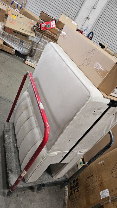 Photo 1 of ***PARTS ONLY BOX 1 OF 2******Novogratz Skylar Futon Sofa Bed in Velvet Fabric - 77 Inch Couch Sleeper with Industrial Modern Upholstery, Black Metal Legs, Ivory