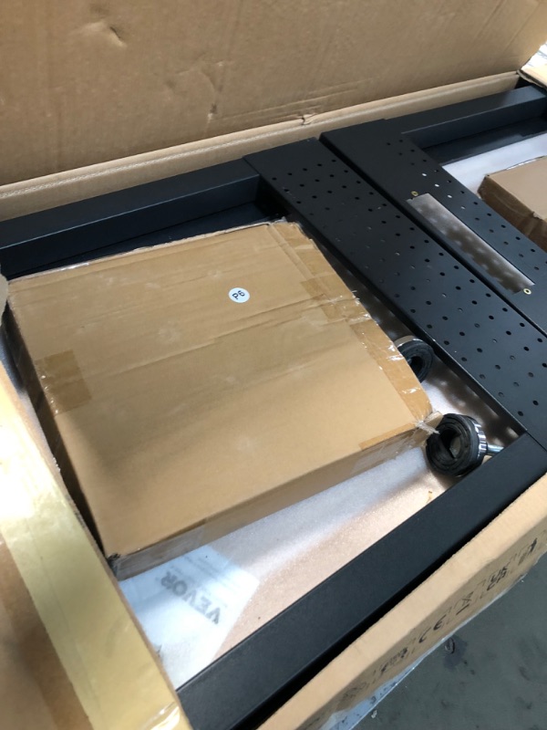 Photo 1 of ***DAMAGED - WOOD SPLITTING - SEE PICTURES***
VEVOR Adjustable Workbench, 60" L x 22" W, 28"-39.5" Heights, 2000 lbs Load Capacity, Garage Worktable with Universal Wheels, Power Outlets & Hardwood Top & Storage & Foot Pads, for Office & Home