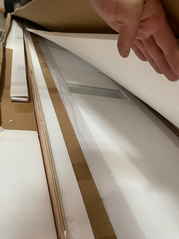 Photo 1 of ** PARTS ONLY ** Bifold Barn Door 36"?18" x2? x 84", 1 Lites Mirror Panel with Sliding Hardware Kit Set, Pre-drilled Closet Door Slab, 40" Track for 2 Doors, MDF, White,Easy Installation