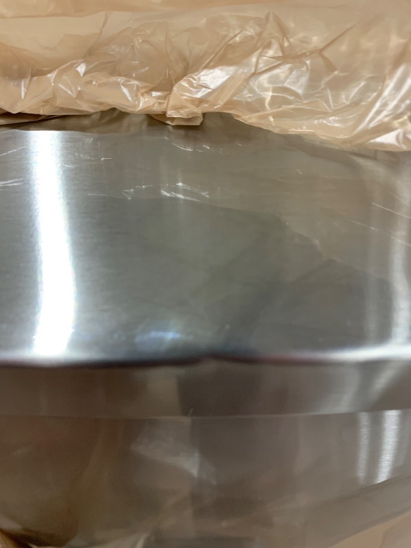 Photo 1 of Amazon Basics Smudge Resistant Small Rectangular Trash Can With Soft-Close Foot Pedal for Bathroom/ Living room, Brushed Stainless Steel,12 l/3.1 gallon, Satin Nickel Finish,11.3"L x 9.9"W x 15.1"H