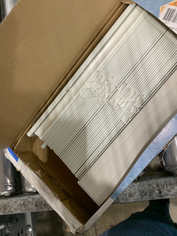 Photo 1 of (missing hanging brackets)Cordless Room Darkening Plantation Blind - 23 Inch Width, 64 Inch Length, 2" Vinyl Slat Size - White - GII Madera Falsa Faux Wood, Light Filtering Horizontal Windows Blinds by Achim Home Decor