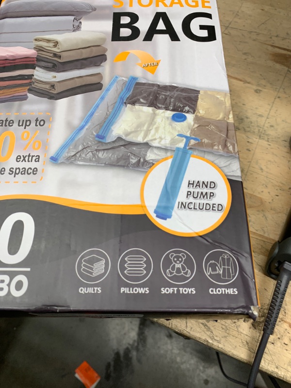 Photo 1 of 10 Jumbo Vacuum Storage Bags, Space Saver Bags Compression Storage Bags for Comforters and Blankets, Vacuum Sealer Bags for Clothes Storage, Hand Pump Included