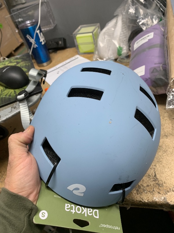 Photo 1 of SCRATCHED Retrospec Dakota Bicycle / Skateboard Helmet for Adults - Commuter, Bike, Skate, Scooter, Longboard & Incline Skating - Highly Protective & Premium Ventilation- Small - Matte Crystal Blue