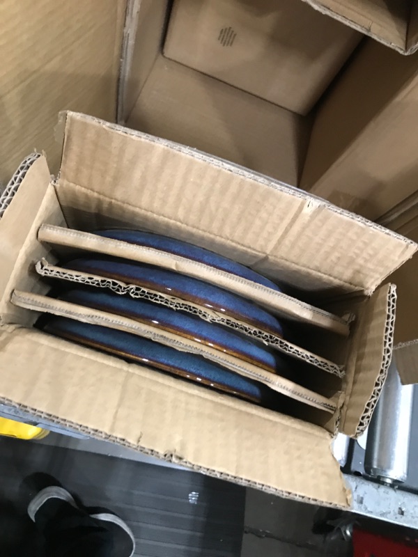 Photo 1 of AmorArc Ceramic Dinnerware Sets,Handmade Reactive Glaze Plates and Bowls Set,Highly Chip and Crack Resistant | Dishwasher & Microwave Safe,Service for 4 Dishes Set - Reactive Blue(12pc)