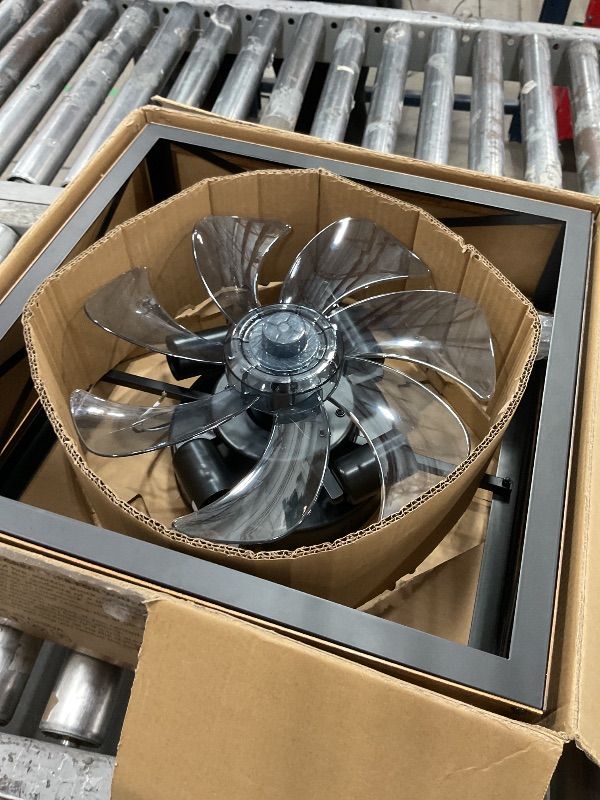 Photo 1 of LEDIARY Caged Low Profile Ceiling Fans with Lights and Remote, Rustic Square Flush Mount Ceiling Fan, 6 Speed and Reversible, Small Farmhouse Bladeless Ceiling Fan for Bedroom, Kitchen, Dining Room