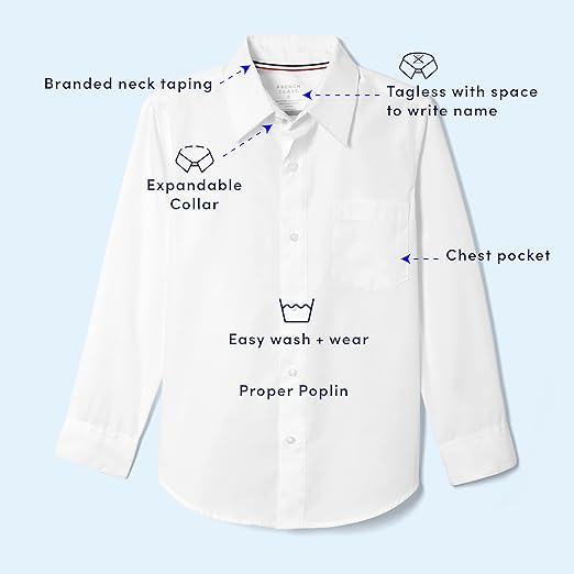 Photo 1 of French Toast Boys' Expandable Collar Button Down Dress Shirt with Long Sleeves (Standard & Husky)
 SIZE 10