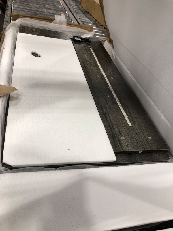 Photo 1 of iSunirm L Shaped Computer Desk with Magic Power Outlets and Smart LED Light, Reversible Office Corner Desk with Ergonomic Monitor Stand, Large Gaming Table with Storage, Sleek Grid Design, Black Oak