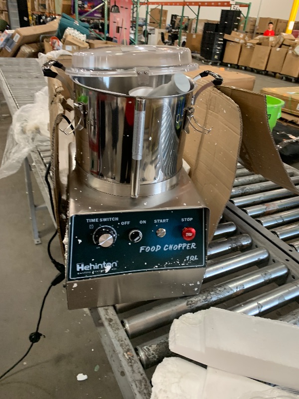 Photo 1 of NON-FUNCTIONING 

MOTOR Hehinton 110V Commercial Food Processor 10L/2.64GAL, 1100W Powerful Food Chopper with 2 Extra S-Curve Blades, Multi-functional Processor [Chop, Mince, Puree] for Vegetables, Meat, Grains, Nuts