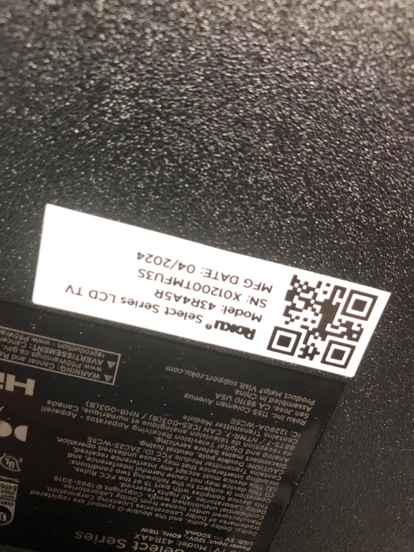 Photo 1 of ***PARTS ONLY FINAL SALE Roku Smart TV – 43-Inch Select Series 4K HDR RokuTV with Roku Enhanced Voice Remote, Brilliant 4K Picture, Automatic Brightness, & Seamless Streaming – Live Local News, Sports, Family Entertainment