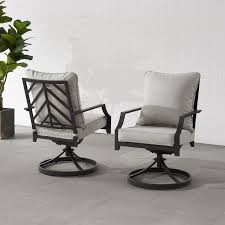 Photo 1 of ** SEE NOTES ** 
Crosley Furniture Otto 2-Piece Swivel Outdoor Chair Set, Dining Patio Chairs for Deck, Backyard, Matte Black with Gray Cushions

