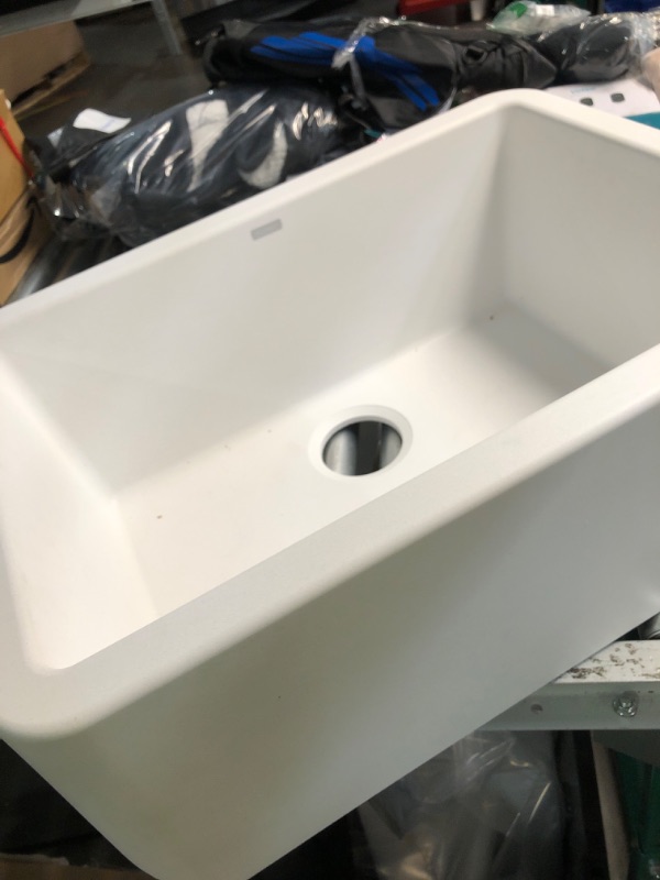 Photo 1 of (see images for damage) BLANCO 402313 IKON SILGRANIT Apron Front Kitchen, Truffle Farmhouse Sink, 27" L x 19" W, White