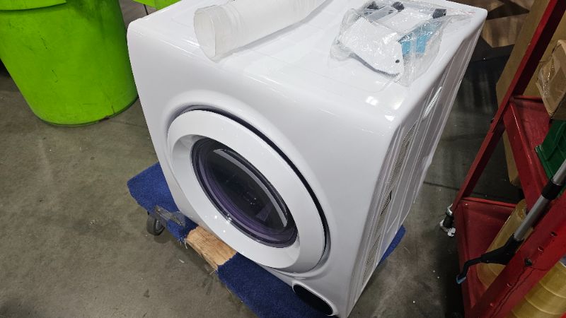 Photo 1 of Euhomy Compact Laundry Dryer, 3.5 cu ft Front Load Stainless Steel Clothes Dryers With Exhaust Pipe, 1500W, LCD Control Panel Four-Function Portable Dryer For Apartments, Home, Dorm, White