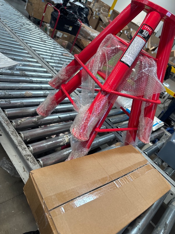 Photo 1 of ***MISSING HARDWARE*** Sunex 1310 10-Ton Medium Height Pin Type Jack Stands, Pair, Red