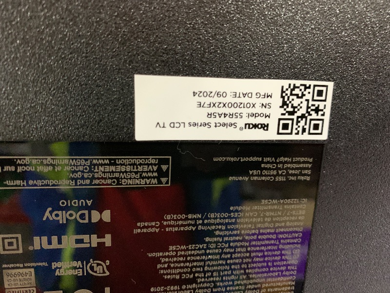 Photo 1 of ***************SCREEN BROKEN, NON-FUNCTIONAL*****************

Roku Smart TV – 55-Inch Select Series 4K HDR RokuTV with Roku Enhanced Voice Remote, Brilliant 4K Picture, Automatic Brightness, & Seamless Streaming – Live Local News, Sports, Family Entertai
