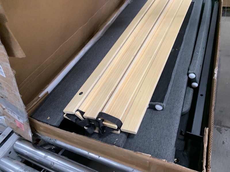 Photo 1 of harging Station, Upholstered Platform Bed Frame, No Box Spring Needed, Easy Assembly, Dark Grey