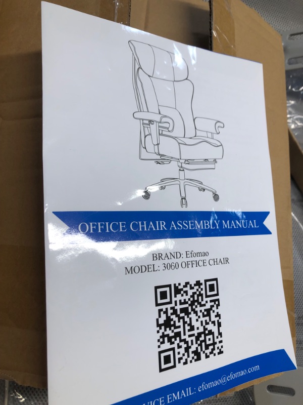 Photo 1 of ***INCOMPLETE - MISSING HARDWARE AND VARIOUS OTHER PARTS - SEE PICTURES***
Efomao Big Tall Ergonomic Office Chair 450LBS with Foot Rest, High Back PU Leather Executive Chair with Adjustable Padded Armrests, Lumbar Support for Home or Work, Heavy Duty Comp
