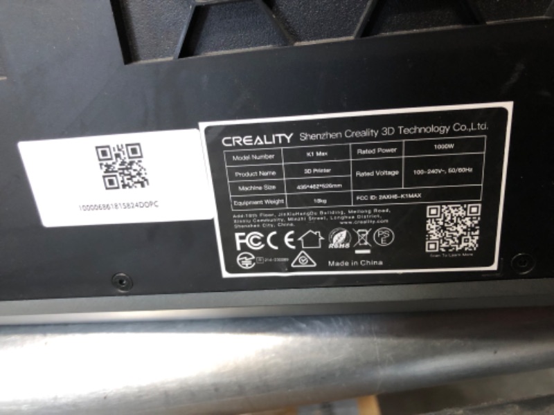Photo 1 of  - MAJOR DAMAGE - FOR PARTS ONLY - SEE COMMENTS***
Creality K1 Max 3D Printer with Smart AI Function 600mm/s Printing Speed 20000mm/s² Acceleration, Core XY Structure 11.81x11.81x11.81 inch Large Build Volume Auto Leveling Dual-Gear Extruder