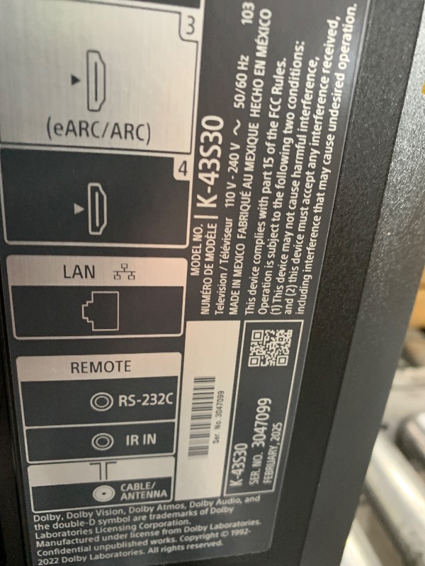 Photo 1 of *************SCREEN IS DESTROYED, NON-FUNCTIONAL*******************

Sony 43-Inch Class 4K Ultra HD BRAVIA 3 LED Smart TV with Google TV, Dolby Vision HDR, and Exclusive Features for PlayStation®5 (K-43S30), 2024 Model