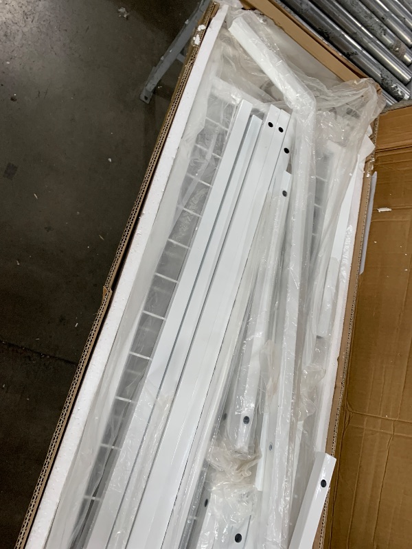 Photo 1 of ***MISSING STAIRS & DESK*** Zyerch Twin Size Metal Loft Bed with Desk, Heavy Duty Loft Bed Frame with Storage Stairs, 1 Fabric Drawers and Built-in Charging Station and LED Lighting for Bedroom and Dormitory-White