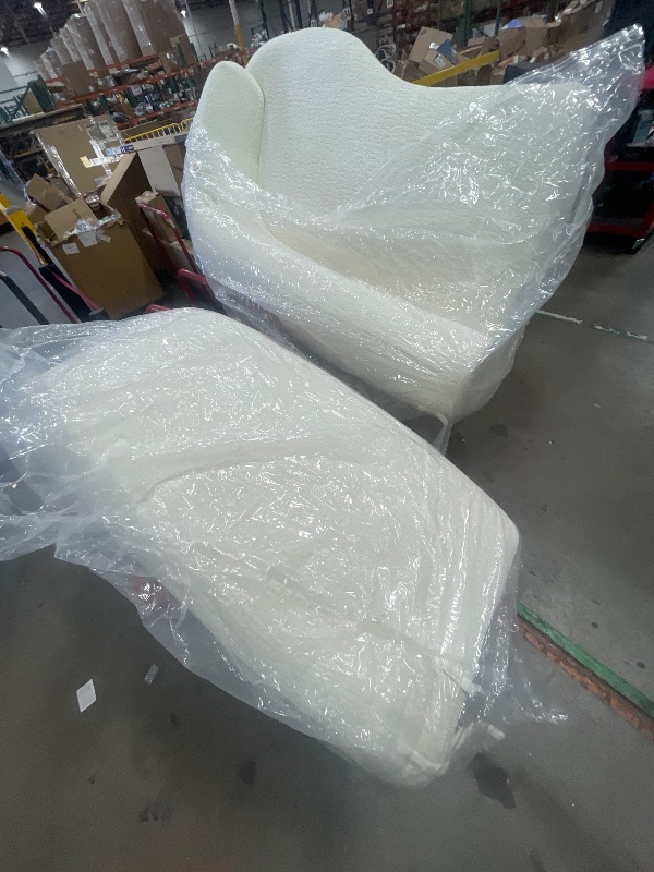 Photo 1 of (OPENED) KEIKI Curved Chenille Modular Sectional Couches with Pillows, 4 Seater Oversized Upholstered Luxury Plush Cloud Sofa for Living Room Apartment, White
