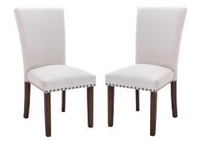 Photo 1 of ****************THIS IS ONLY 2 CHAIRS, NOT 6********************

COLAMY Upholstered Fabric Dining Chairs Set of 6, High Back Padded w/Nailed Trim & Solid Wood Legs, Classic Parsons Side Chair for Home/Kitchen/Living Room-Beige