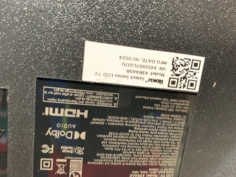 Photo 1 of *************SCREEN DAMAGED, NON-FUCNTIONAL***********************

Roku Smart TV – 43-Inch Select Series 4K HDR RokuTV with Roku Enhanced Voice Remote, Brilliant 4K Picture, Automatic Brightness, & Seamless Streaming – Live Local News, Sports, Family Ent