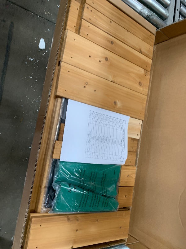 Photo 1 of ************INCOMPLETE ITEM, THIS IS ONLY THE SECOND OUT OF TWO BOXES FOR THIS ITEM**************

Backyard Discovery Buckley Hill Cedar Wood Swing Set with Wave Slide, Play Deck, Rock Wall Ladder, Belt Swings, Chalkboard, Canopy Roof, Outdoor Playset
