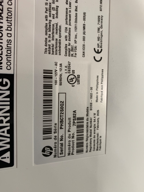 Photo 1 of (Sold for Parts) HP Color LaserJet Enterprise M554dn Duplex Printer (7ZU81A),White