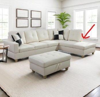 Photo 1 of ****************MISSING THE SECTION THAT THE ARROW IS POINTING TO****************

FYee Sectional Couch L Shaped Couch Morden Sofas for Living Room Upholstered Faux Leather Couch with Storage Ottoman, Back Cushions and Chaise for Reception Room and Apartm