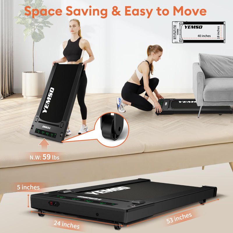 Photo 1 of **PARTS ONLY***LICHICO Walking Pad Under Desk, 2 in 1 Portable Folding Treadmill, 3.0HP Brushless Motorized Electric Treadmill, Larger Running Area, Small Mini Running Machine for Home