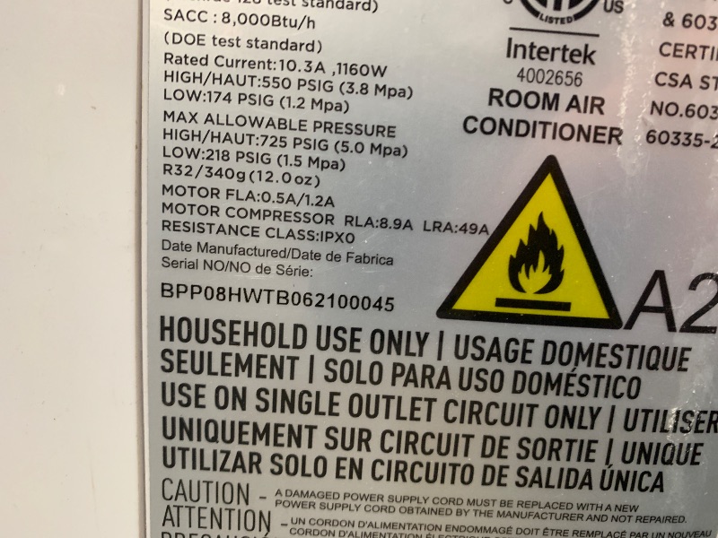 Photo 1 of **************MISSING MOST ACCESSORIES**************

LG 10000 BTU SACC(14000 ASHRAE) Portable Air Conditioners with Dual Inverter Cools 450 Sqft Ultra Quiet & Easy Install WiFi App Medium & Large Room Air Conditioner AC Unit Home White LP1022FVSM
